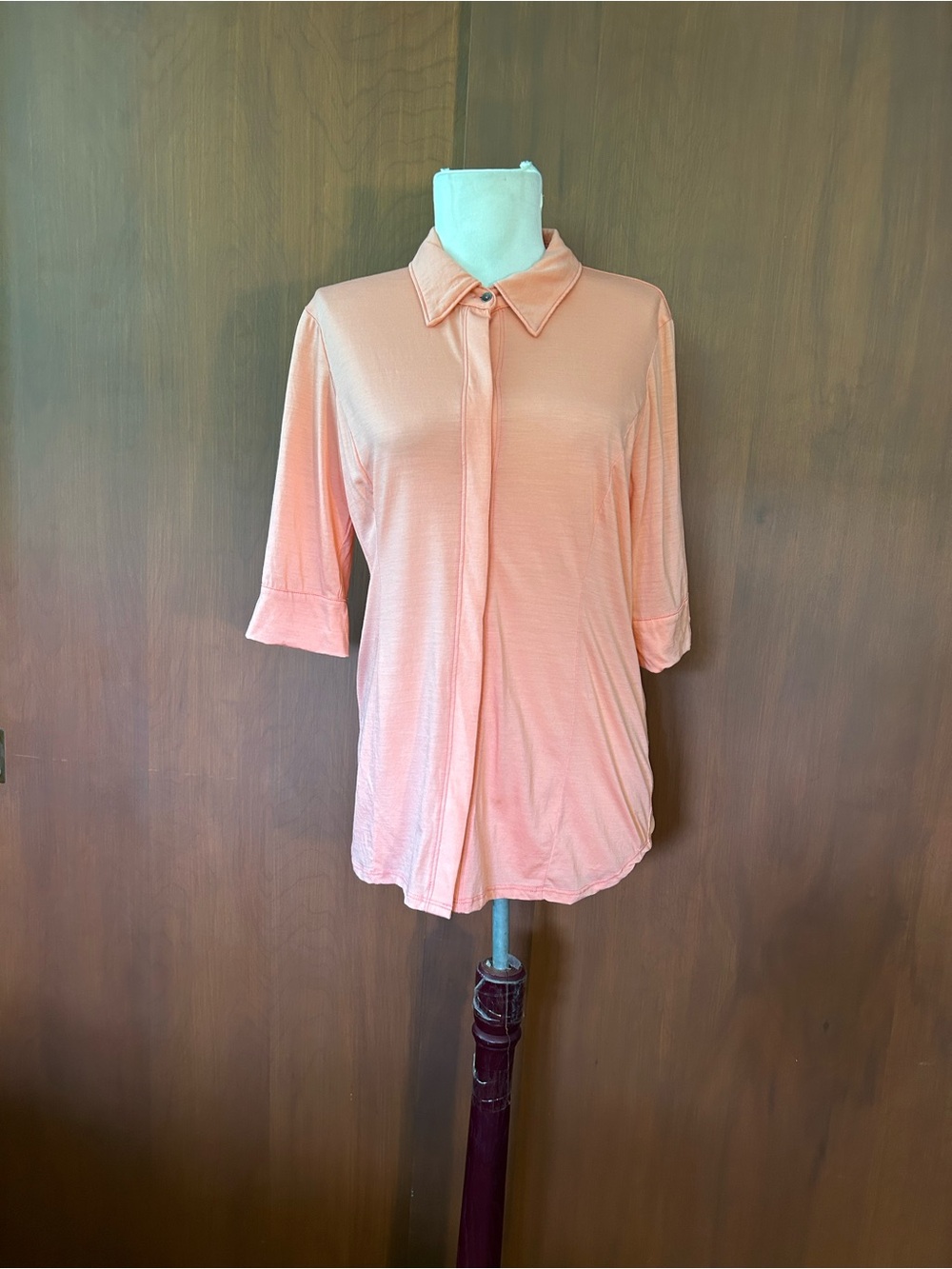 ibex Orange Merino blend Button-Up Shirt